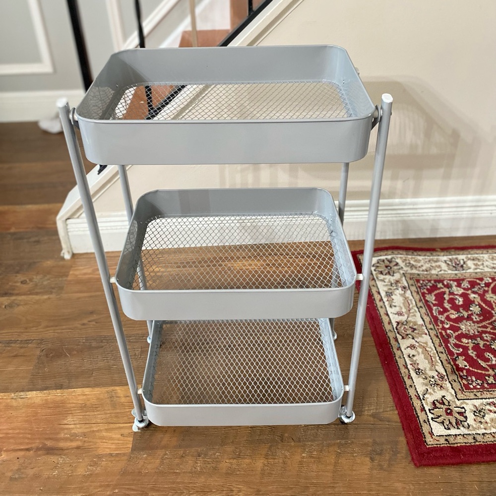 Foldable Versatile 3-Tier Metal Storage Cart